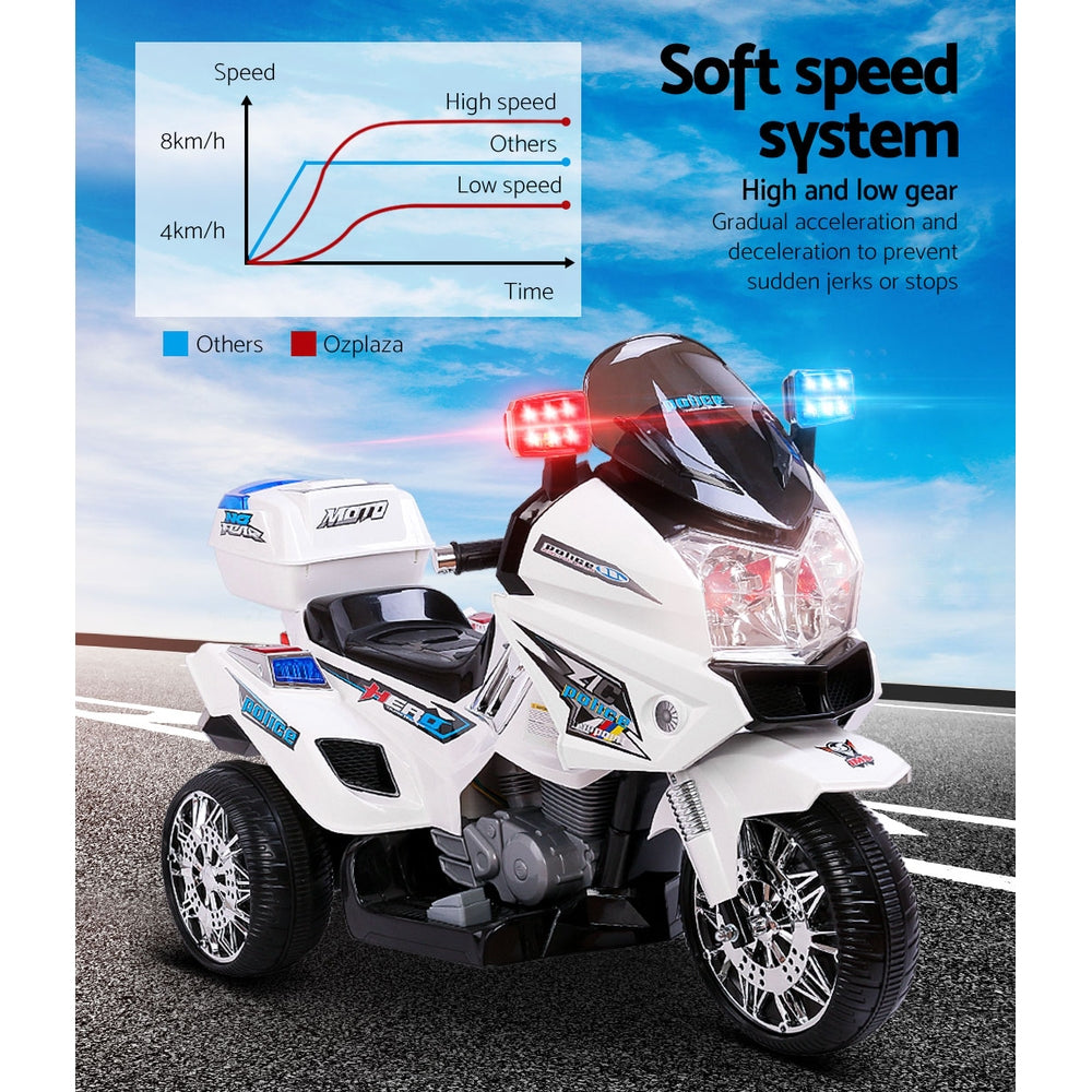 Rigo Kids Ride On Motorbike Motorcycle Car White