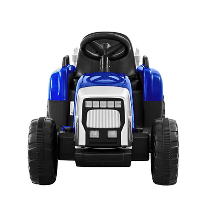 Rigo Ride On Car Tractor Trailer Toy Kids Electric Cars 12V Battery Blue