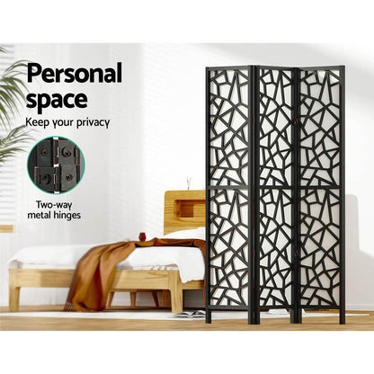 Artiss Clover Room Divider Screen Privacy Wood Dividers Stand 3 Panel Black