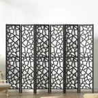 Artiss Clover Room Divider Screen Privacy Wood Dividers Stand 6 Panel Black