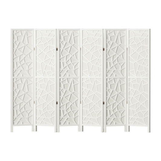 Artiss Clover Room Divider Screen Privacy Wood Dividers Stand 6 Panel White