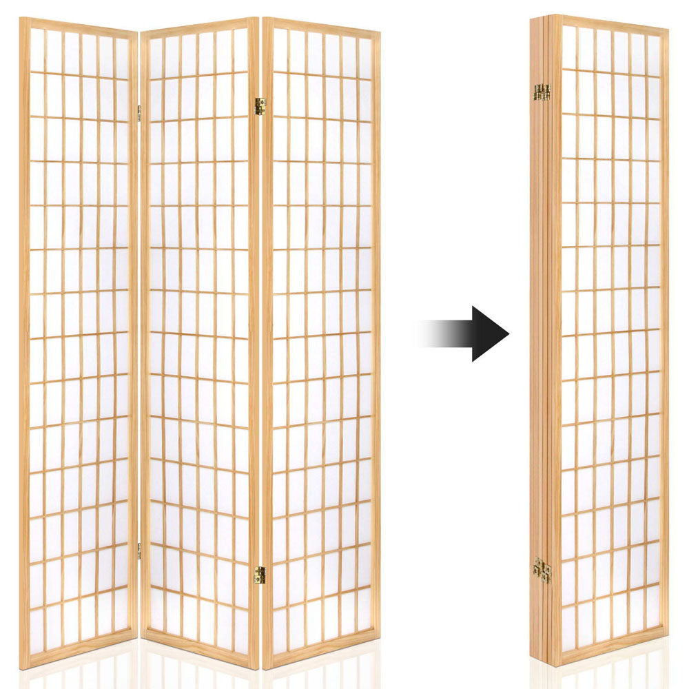 Artiss Room Divider Screen Wood Timber Dividers Fold Stand Wide Beige 6 Panel