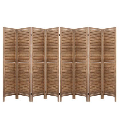 Artiss Room Divider Screen 8 Panel Privacy Wood Dividers Stand Bed Timber Brown