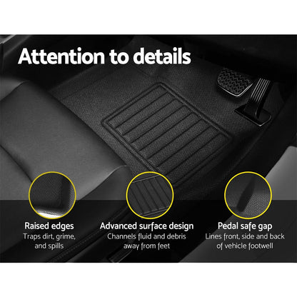 Weisshorn Car Rubber Floor Mats Compatible For Toyota Hilux Dual Cab 2015-2022