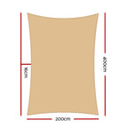 Instahut Sun Shade Sail Cloth Shadecloth Rectangle Heavy Duty Sand Canopy 2x4m