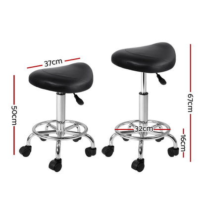 Artiss 2X Saddle Salon Stool Swivel Barber Hair Dress Chair Hydraulic Lift Black