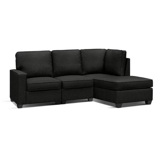 Artiss Sofa Lounge Set 4 Seater Modular Chaise Chair Couch Fabric Dark Grey