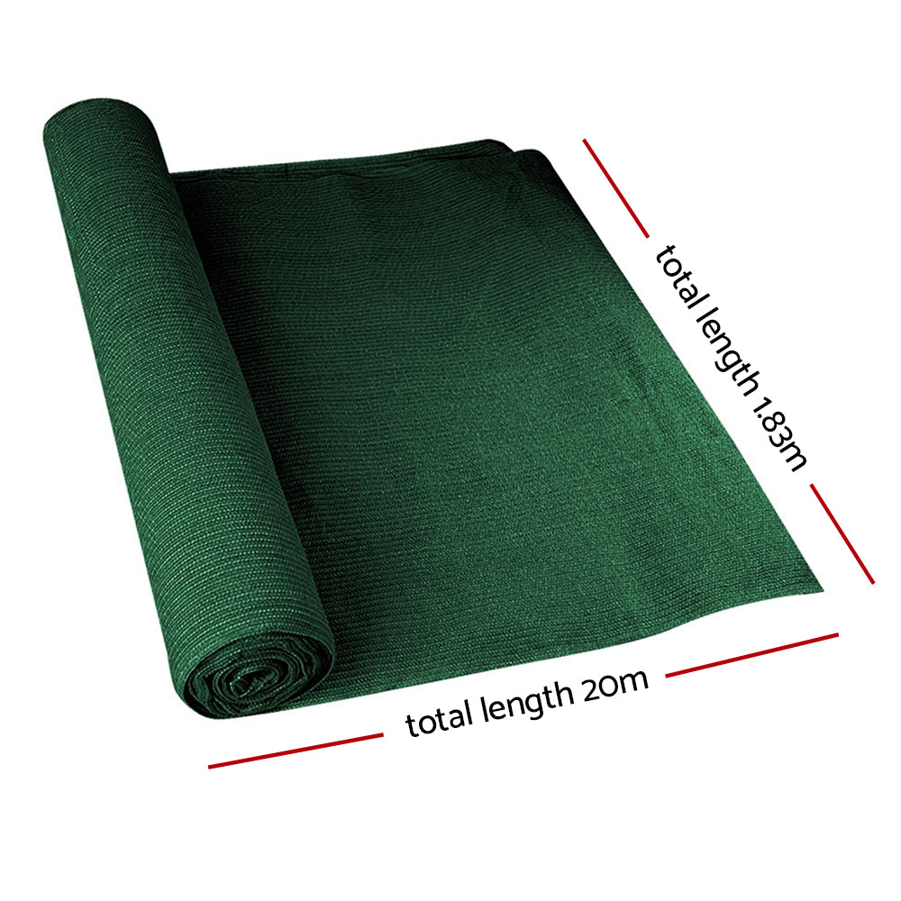 Instahut 90% Sun Shade Cloth Shadecloth Sail Roll Mesh 1.83x20m 195gsm Green