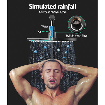 Cefito WELS 9'' Rain Shower Head Mixer Round Handheld High Pressure Wall Black