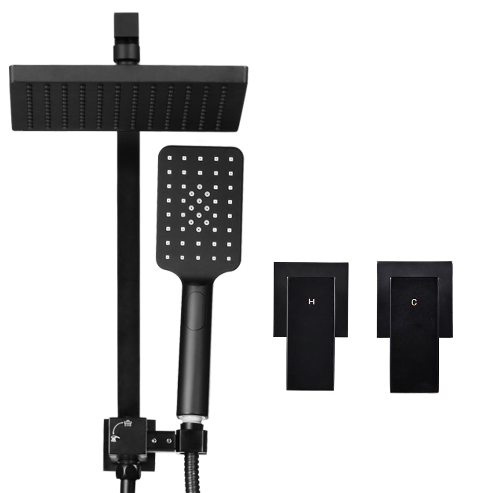 Cefito WELS 8'' Rain Shower Head Taps Square Handheld High Pressure Wall Black