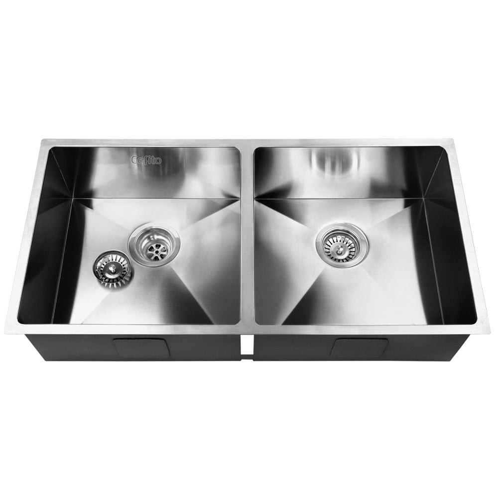 Cefito 86.5cm x 44cm Stainless Steel Kitchen Sink Under/Top/Flush Mount Silver