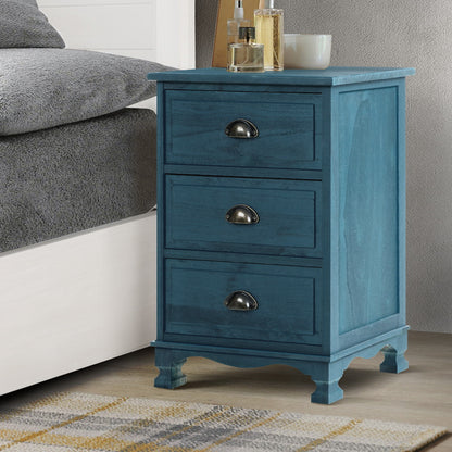 Artiss Bedside Tables Drawers Side Table Cabinet Vintage Blue Storage Nightstand