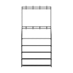 Artiss Shoe Rack Coat Hat Stand Hallway Shoes Storage Tree Metal Shelves Black