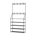 Artiss Shoe Rack Coat Hat Stand Hallway Shoes Storage Tree Metal Shelves Black