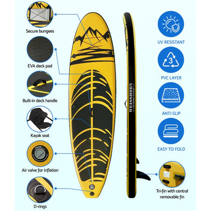 Weisshorn Stand Up Paddle Board Inflatable Kayak SUP Surfboard Paddleboard 10FT