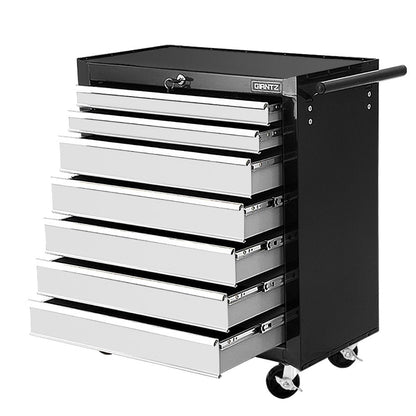 Giantz Tool Chest and Trolley Box Cabinet 7 Drawers Cart Garage Storage Black and Silver