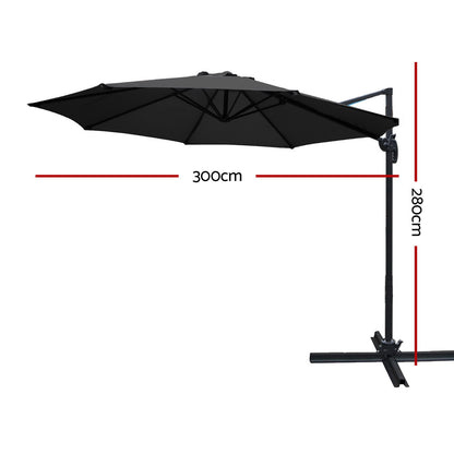 Instahut Roma Outdoor Umbrella - Black