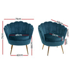 Artiss Armchair Lounge Chair Accent Retro Armchairs Lounge Shell Velvet Navy