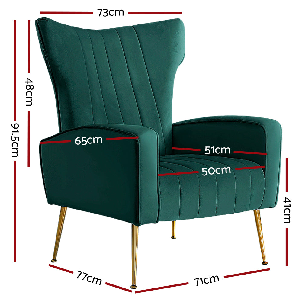 Artiss Kate Velvet Armchair – Green