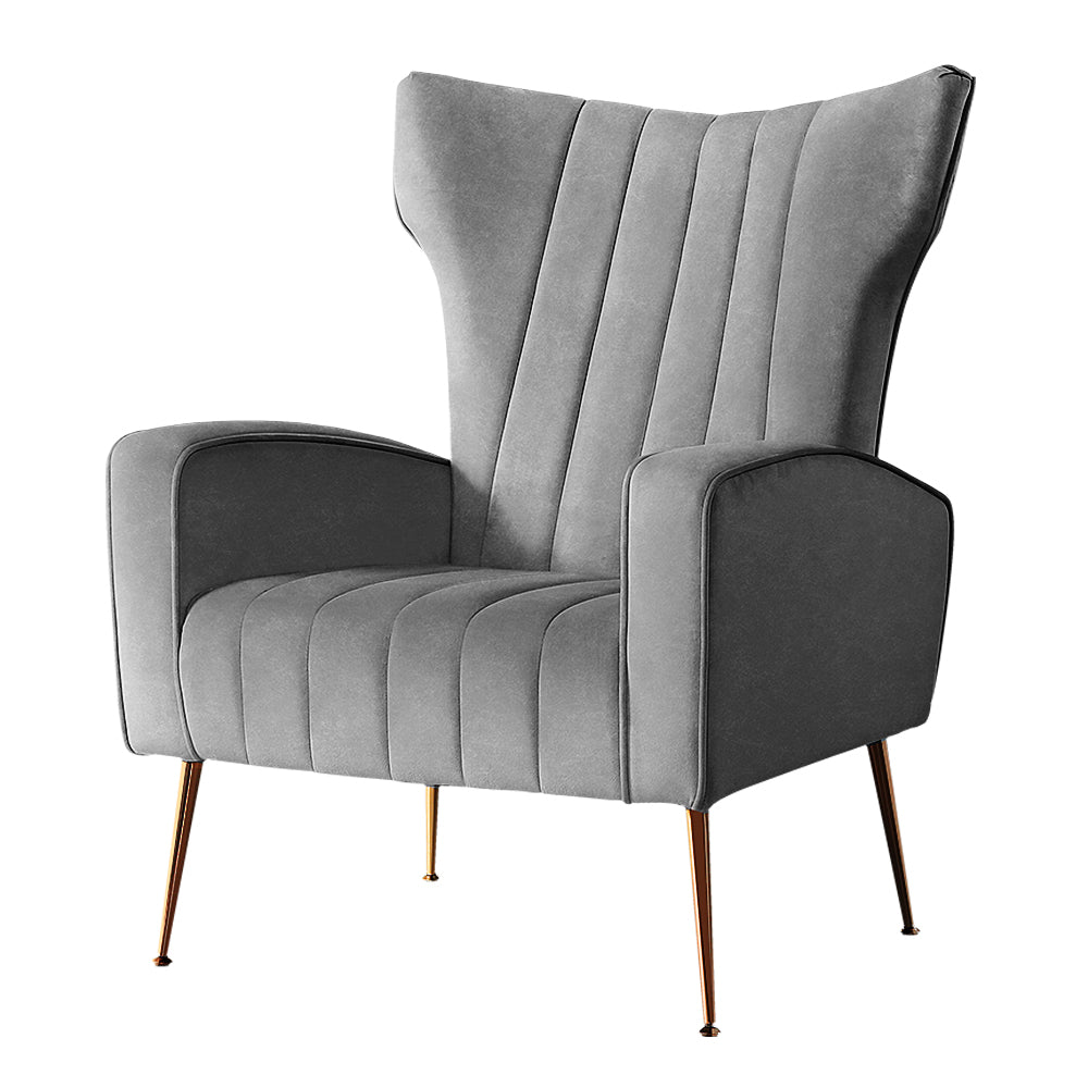 Artiss Kate Velvet Armchair – Grey
