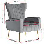 Artiss Kate Velvet Armchair – Grey