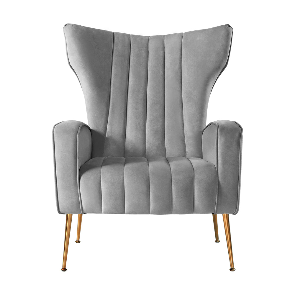 Artiss Kate Velvet Armchair – Grey