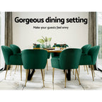 Artiss  Set of 2 Kynsee Dining Chair Armchair Cafe Chair Upholstered Velvet Green