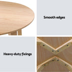 Artiss Coffee Table Round Side Tables Nightstand Bedside Furniture Wooden Beige