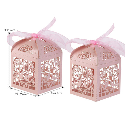 50 Piece Pack - Pink Dove Bird Heart Baby Birth naming Ceremony Bomboniere Favor Lolly Gift Card Box