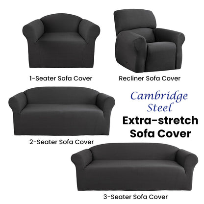 Elan Cambridge Extra-stretch Couch Cover Steel One Seater Recliner Steel