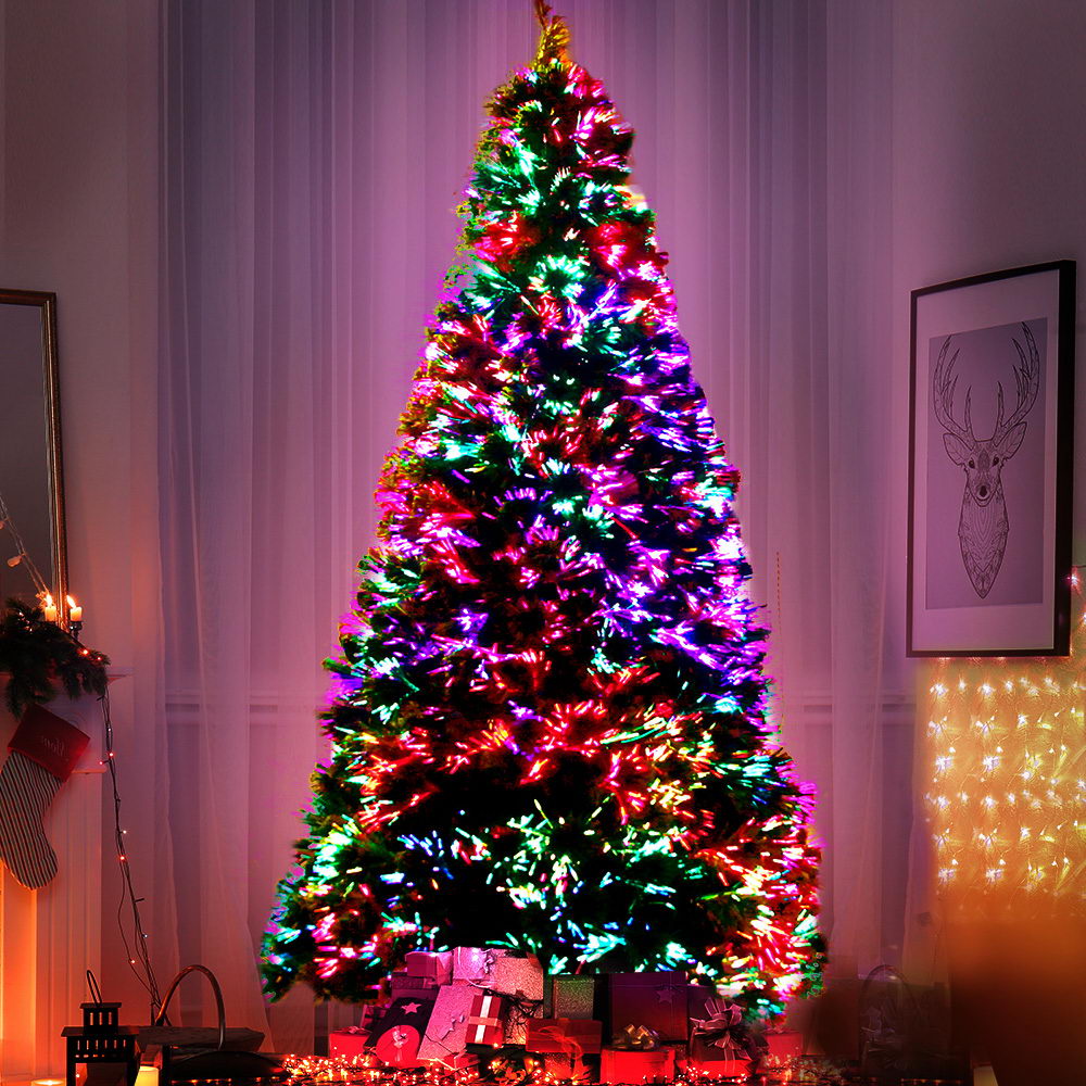 Jingle Jollys Christmas Tree 1.8M LED Xmas trees Optic Fibre Multi Colour