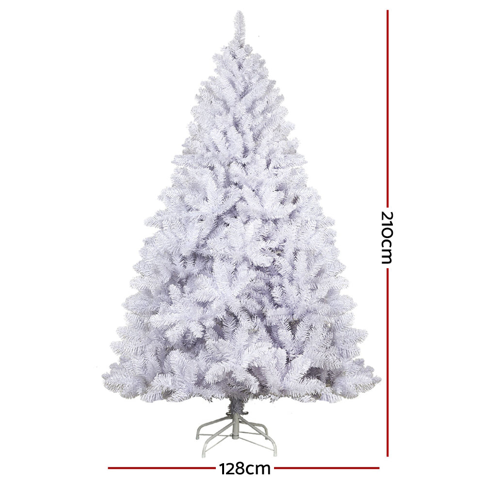 Jingle Jollys Christmas Tree 2.1M Xmas Trees Decorations White 1000 Tips