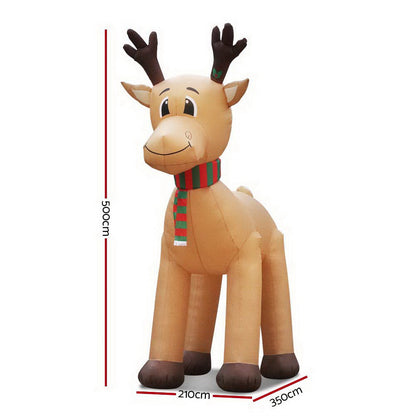 Jingle Jollys 5M Christmas Inflatable Reindeer Outdoor Xmas Decorations Lights