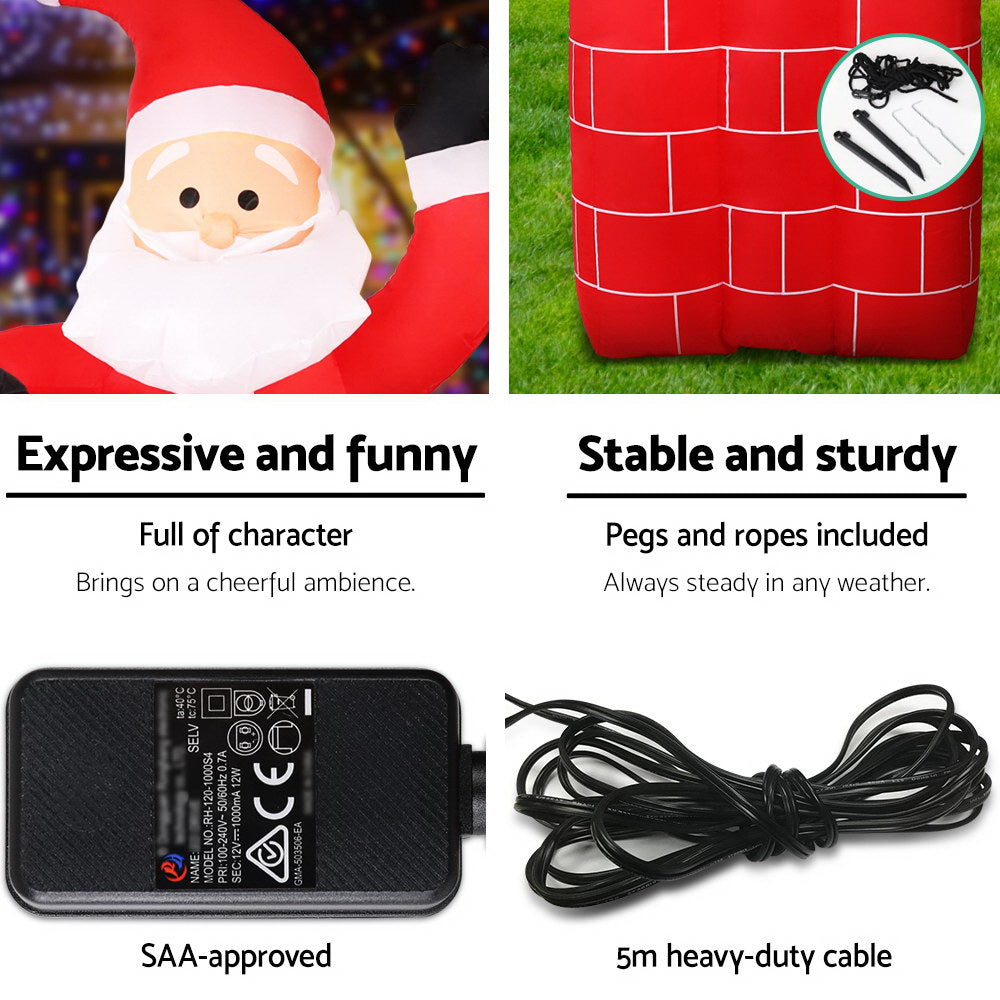 Jingle Jollys Christmas Inflatable Pop Up Santa 1.8M OutdoorDecorations Lights