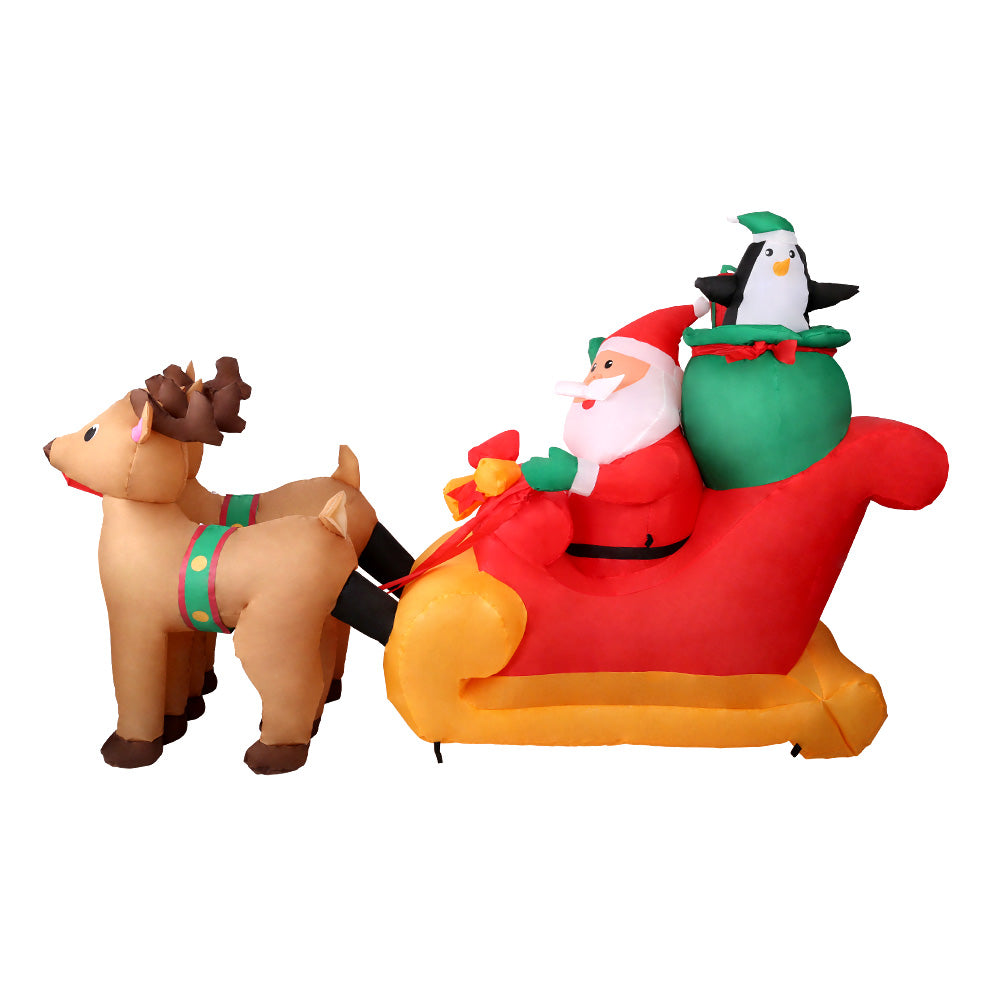 Jingle Jollys Christmas Inflatable Santa Sleigh 2.2M Outdoor Decorations LED