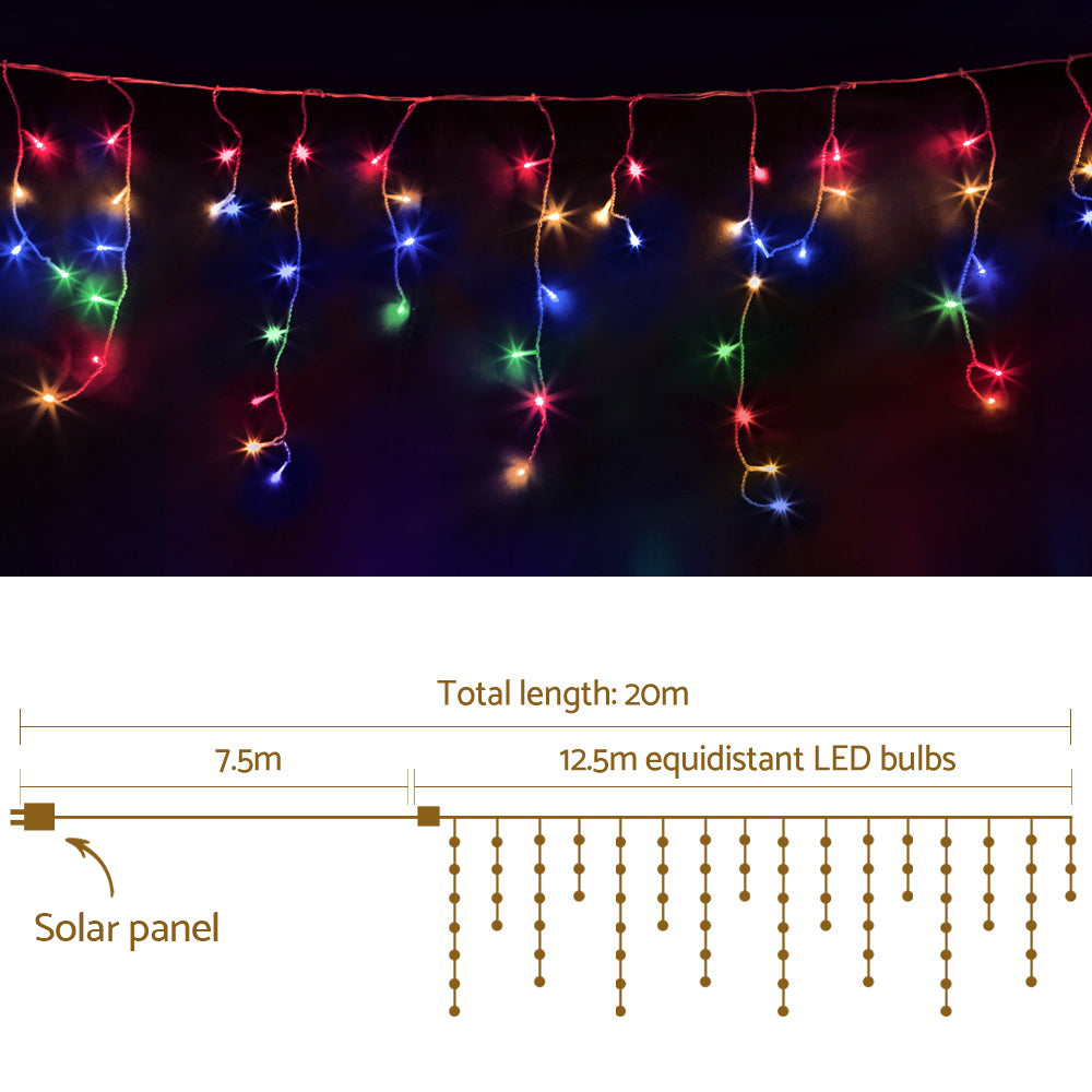 Jingle Jollys Solar Christmas Lights 12.5M 500 LED Icicle Light Decorations