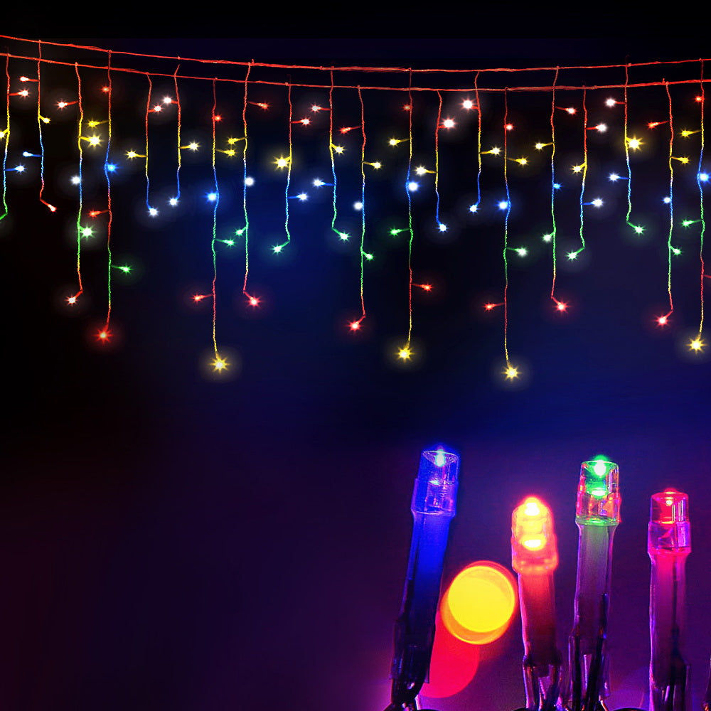 Jingle Jollys Solar Christmas Lights 12.5M 500 LED Icicle Light Decorations