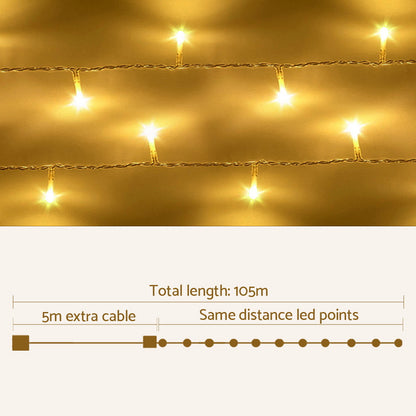 Jingle Jollys Christmas Lights 500 LED 100M String Light Warm White Decorations